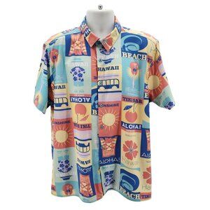 Fresh Prints of Bel Air Hawaii Aloha Multicolor Button Shirt Mens XL